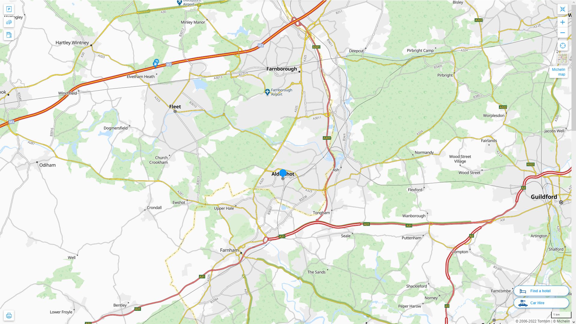 Aldershot Royaume Uni Autoroute et carte routiere